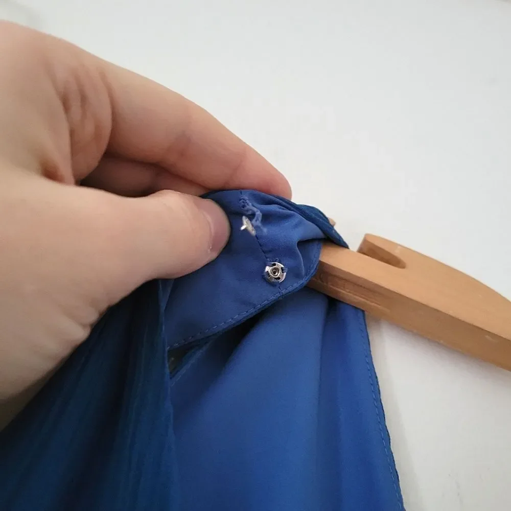 J. Crew 100% Crepe Silk Dress Blue 4 Sleeveless Fit Flare V-Neck